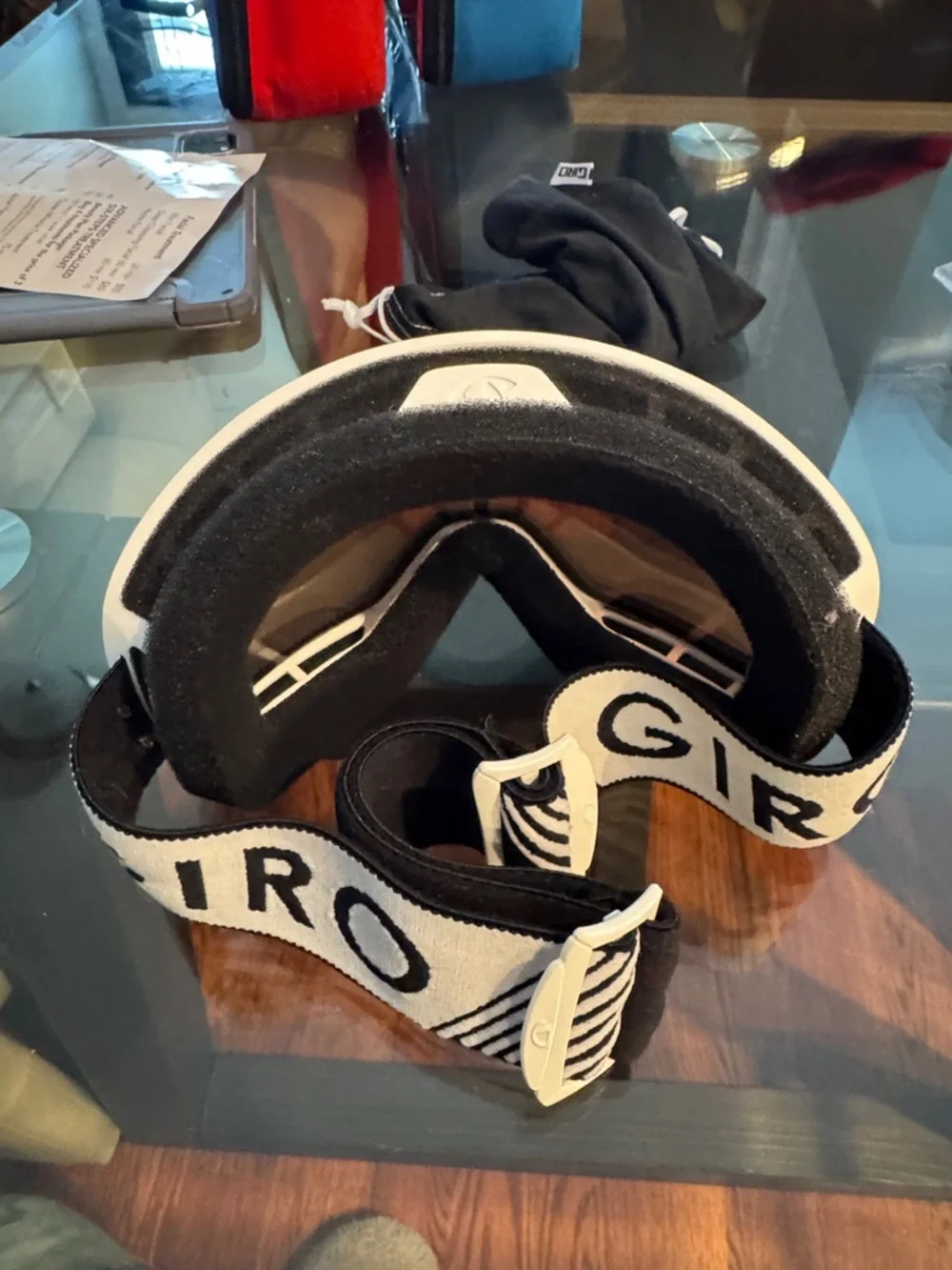 Giro White Frame Ski Goggles with Amber/Brown Lens